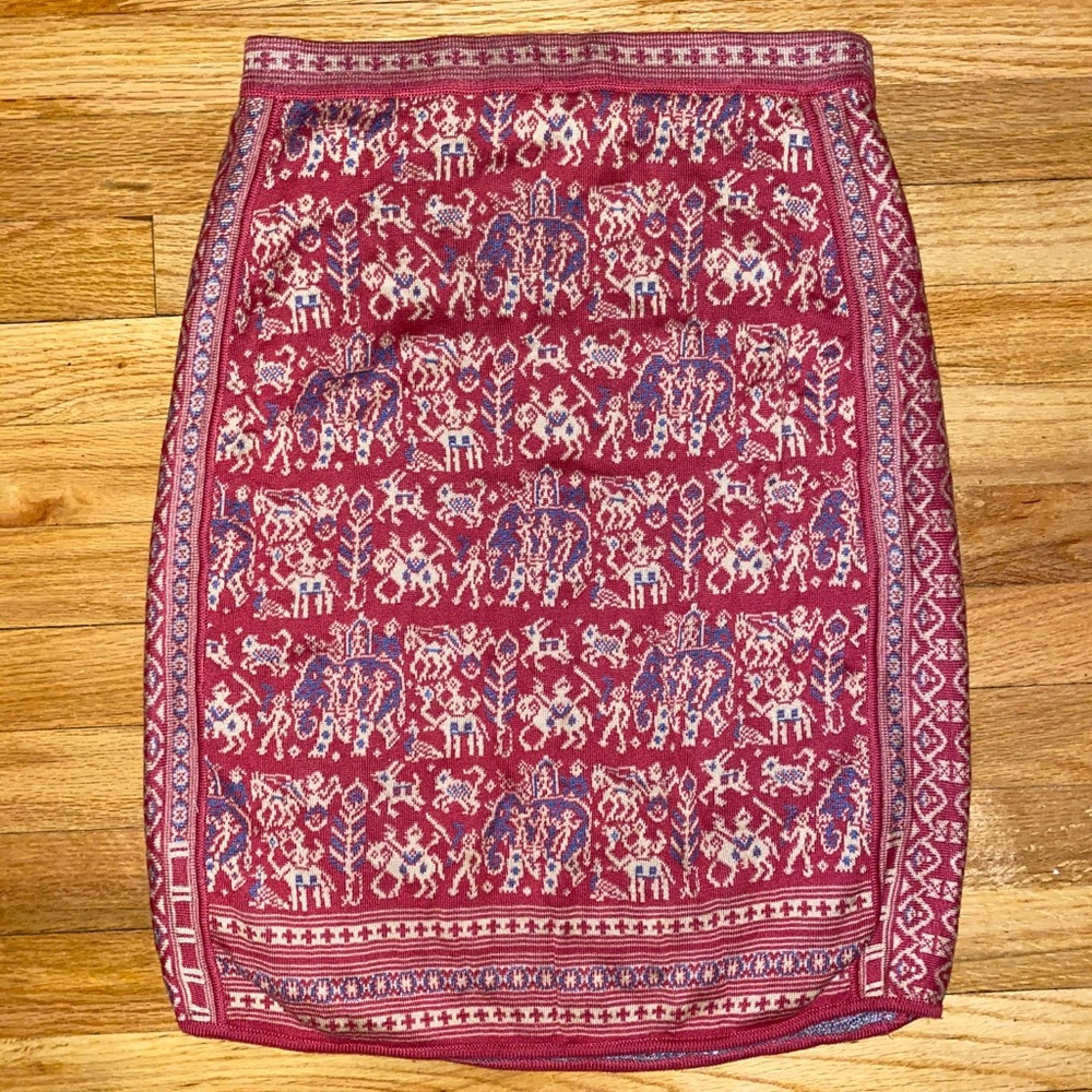 Peruvian Connection Elephant Pattern Pencil Skirt - image 1